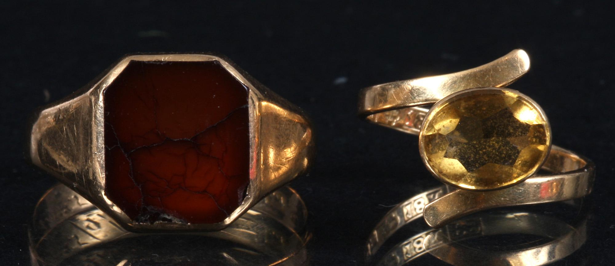 RINGAR, 6 st, 18K guld, tot vikt 14 gram.