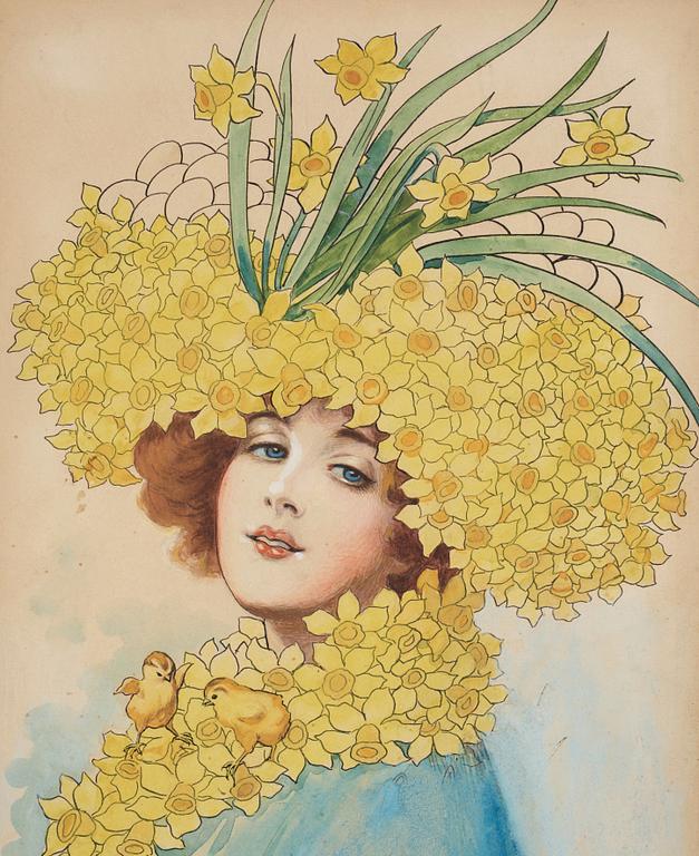 Jenny Nyström, Woman with Daffodils in Her Hair.