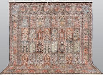 A silk Kashmir carpet, 286 x 265 cm.