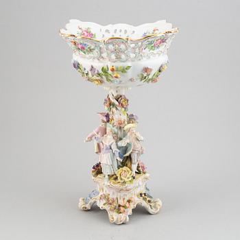 A large pocelain centerpiece, late 19th century. Meissen like mark.