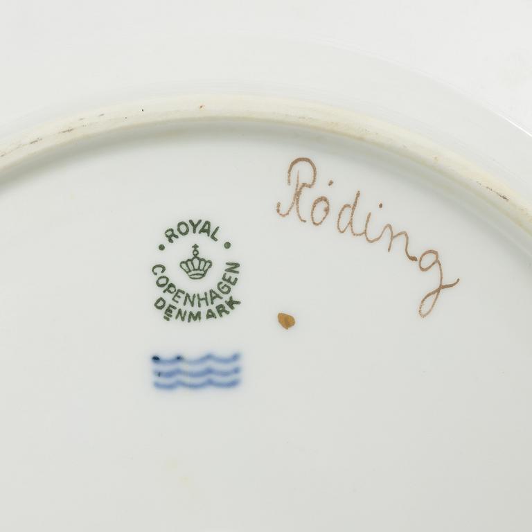 Royal Copenhagen, six hausmalerai 'Fauna Danica' plates, denmark, 1956.