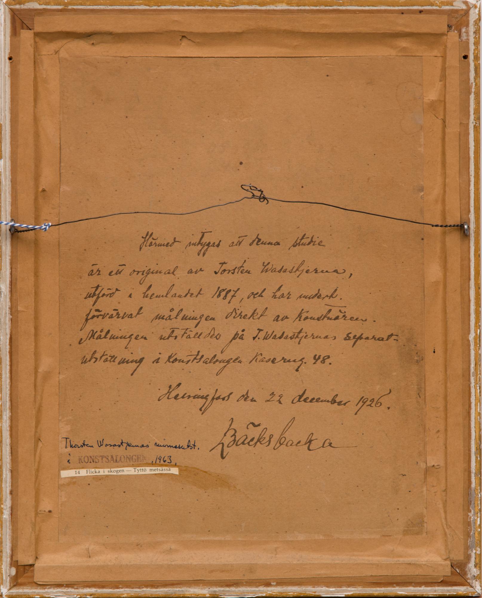 Torsten Wasastjerna, FLICKA I SKOGEN.