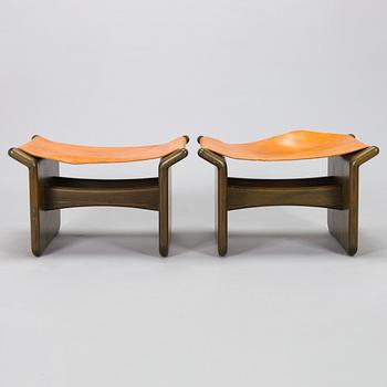 Tapio Wirkkala, a pair of stools made to order  for the Finnish Glass Museum manufactured by  Reino Huotari 1981.