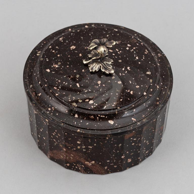 A Swedish Empire 19th century porphyry butter box.