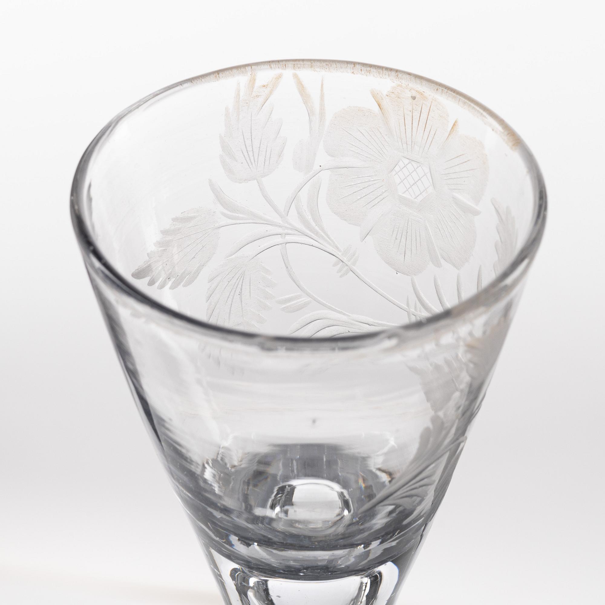 A set of two Swedish wine glasses, 18th Cenutyr.