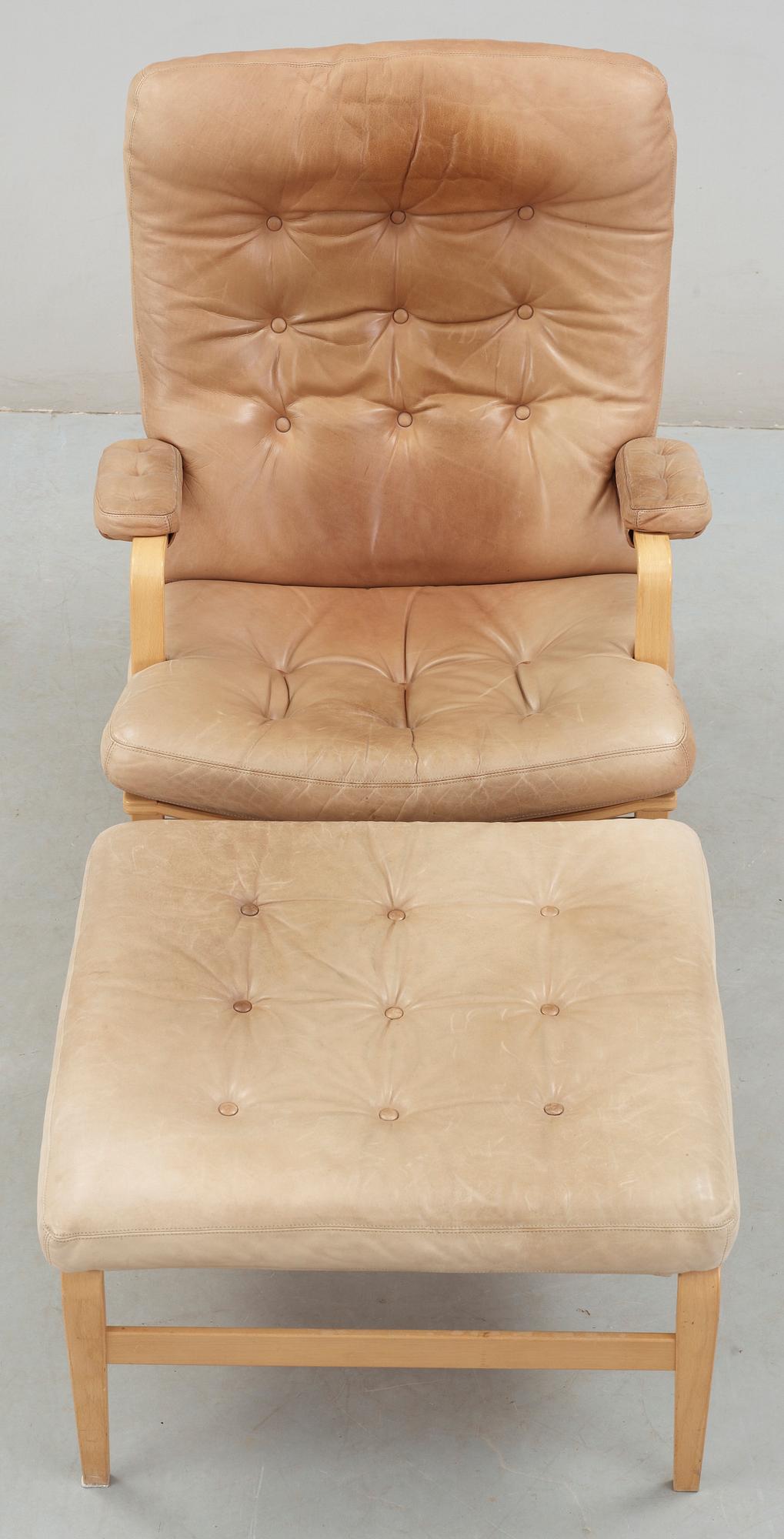 FÅTÖLJ samt FOTPALL, "Ingrid", Bruno Mathsson, Dux.