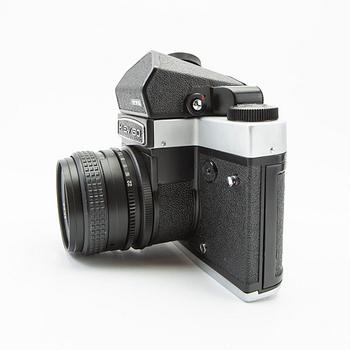 Camera, Kiev 60, and 3 lenses.