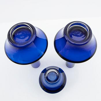 Tamara Aladin, vaser, 3 st, glas, Riihimäen Lasi, 1960/70-tal.