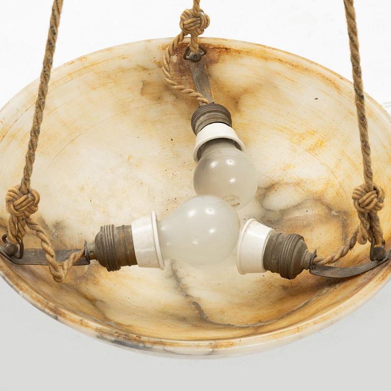 A ceiling lamp, alabaster, first half of the 20th century.