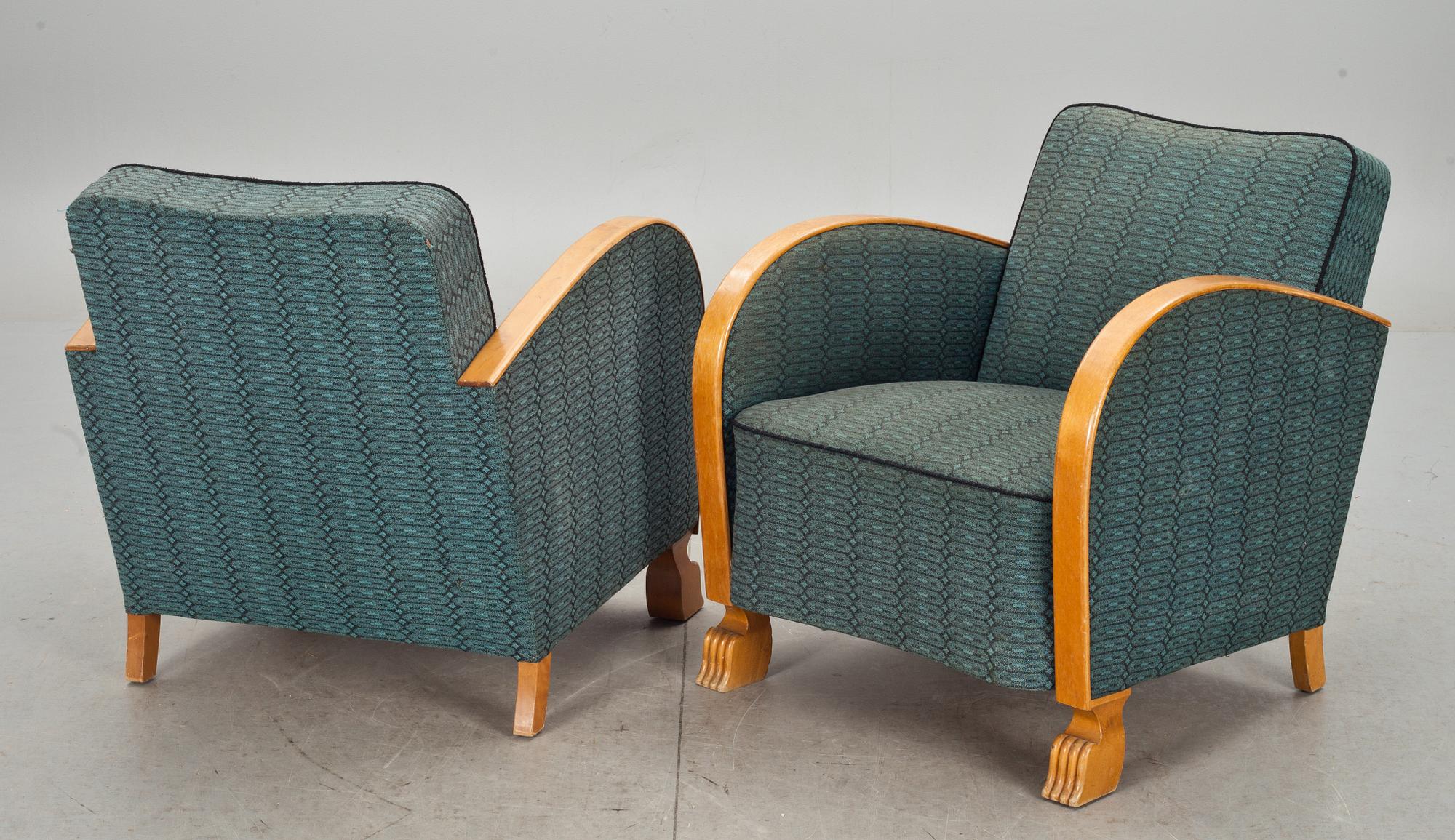 FÅTÖLJER, ett par, Art deco, 1900-talets första hälft.