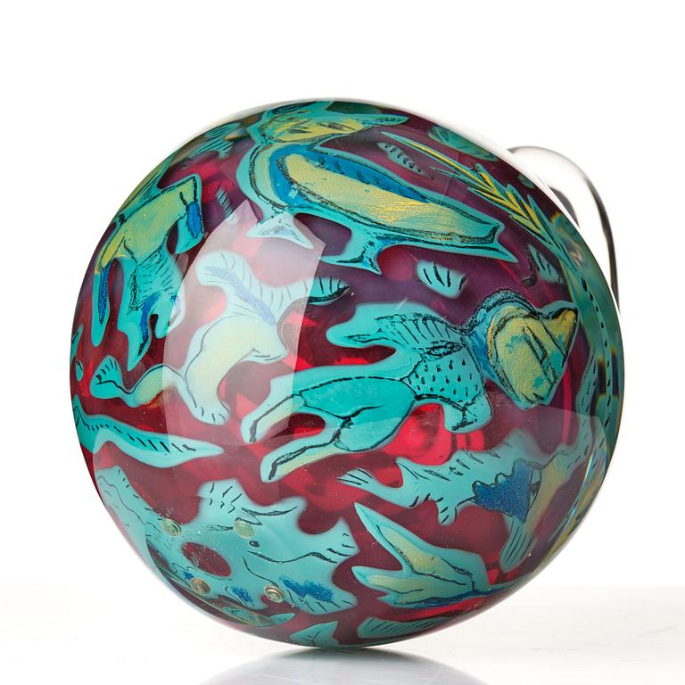 Ulrica Hydman-Vallien, a unique "Kabale" glass sculpture/ vase, Kosta Boda, Sweden 1987.