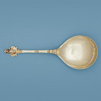 A Swedish 18th century silver-gilt spoon, marks of Carl Magnus Ekman, Eksjö (-1729-1736(-38)).