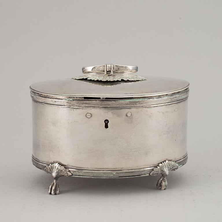 A Swedish early 19th century silver sugar-casket, mark of Petter Adolf Sjöberg, Stockholm 1812.