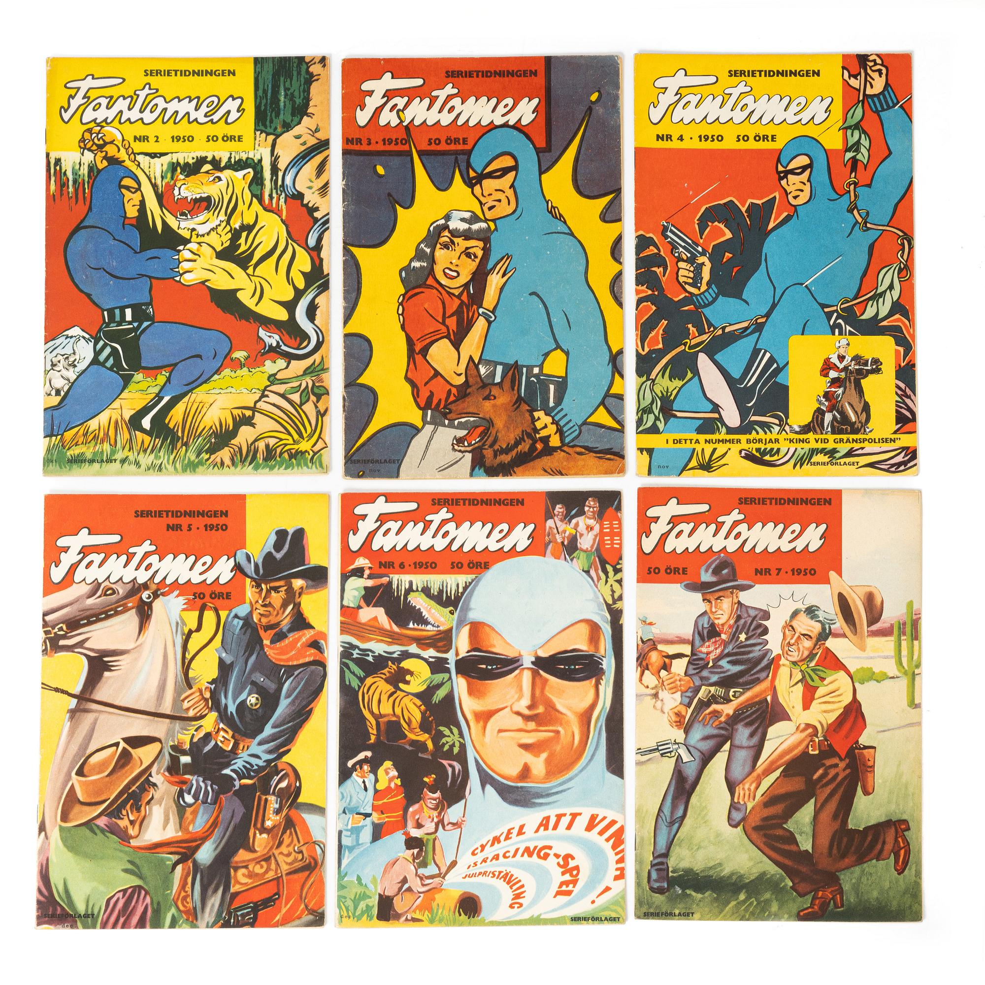 Comic books, “Fantomen”, Volume 1, 1950, nos. 2–7.
