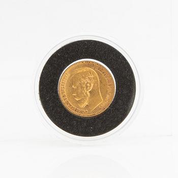 Guldmynt Ryssland, Nicolai II 5 Rubel, 1898.