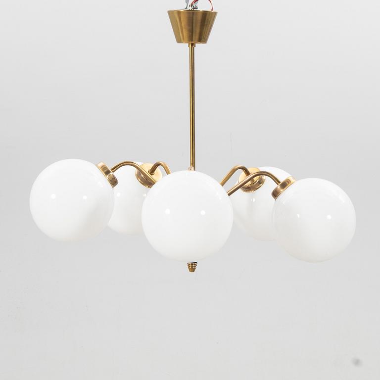 Ceiling lamp, 5-armed, mid-20th century.