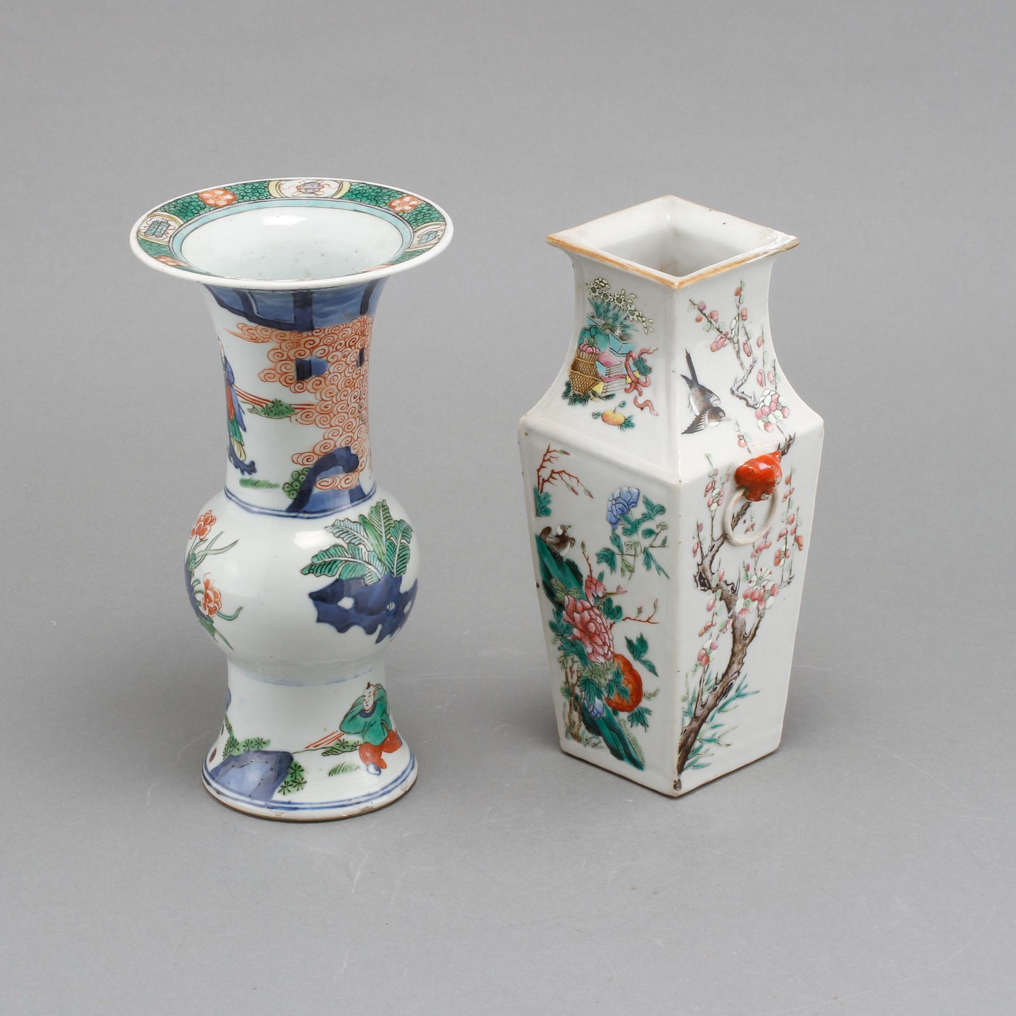 VASER, 2 st, porslin, Kina, 1800-tal.