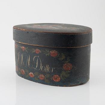 A Swedish painted box with cover, 19th Century.