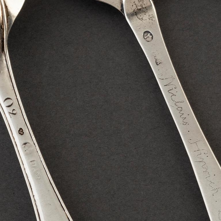 Dopskedar, 4 st silver. Bl a Magnus Frölin Eksjö (1752-60).