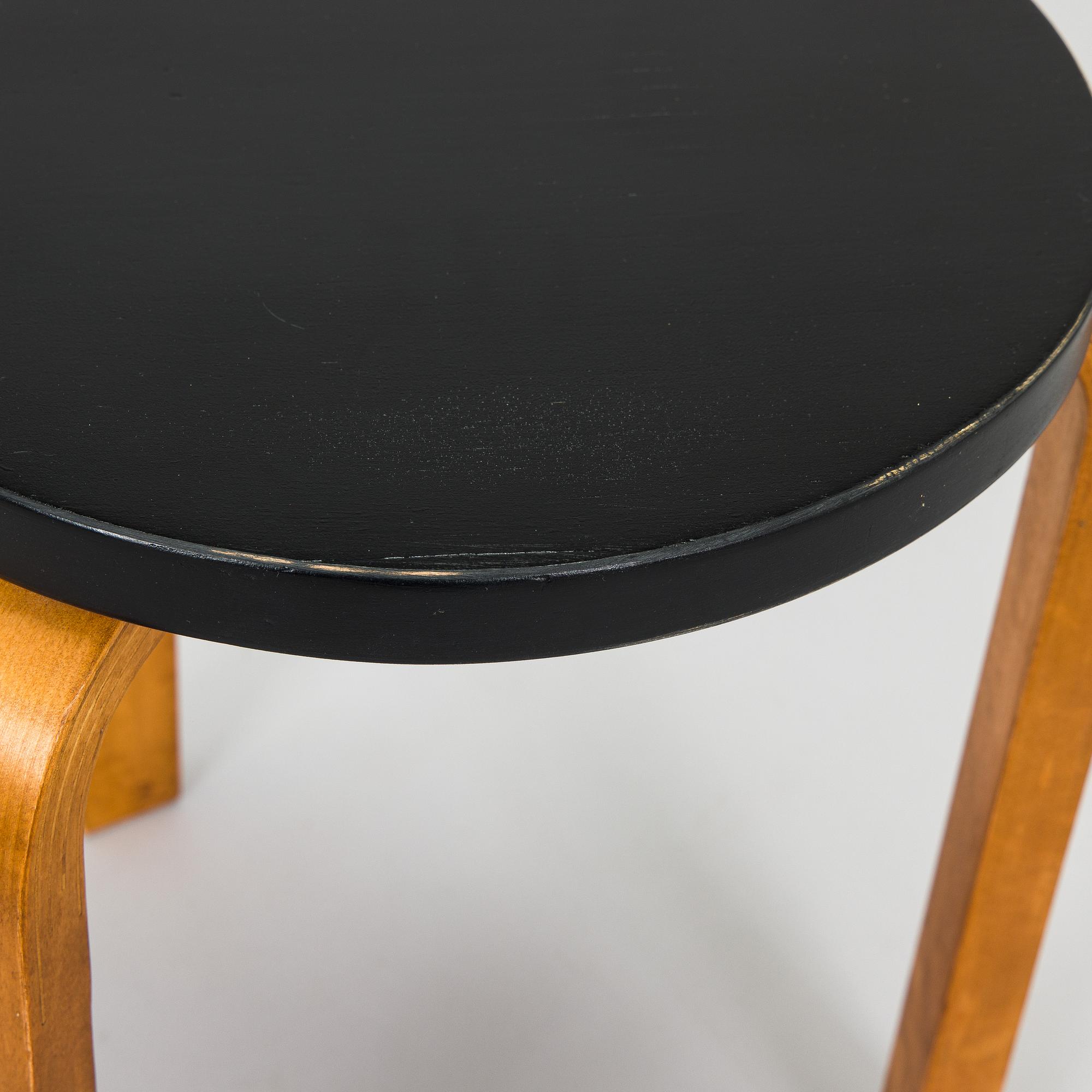 Alvar Aalto, a 1930s '60' stool for OY Huonekalu- ja Rakennustyötehdas A.B. Finland.