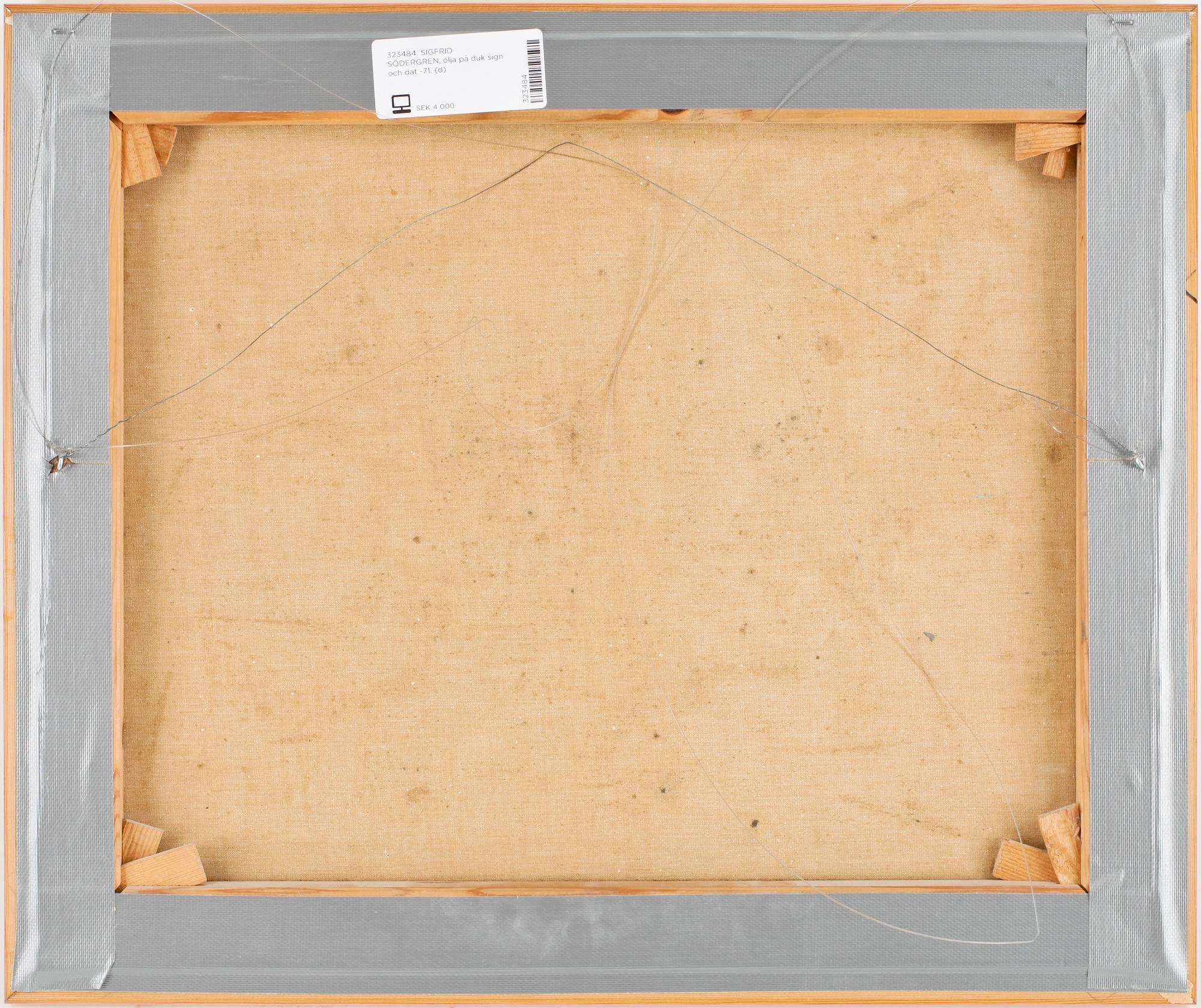 SIGFRID SÖDERGREN, olja på duk sign och dat -71.