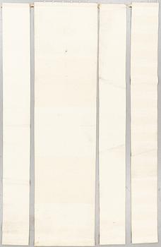 A carpet/textile, "Häggå 981", machin woven, Gunilla Lagerhem, Ullberg Kasthall, ca 290 x 30 and 70 cm.