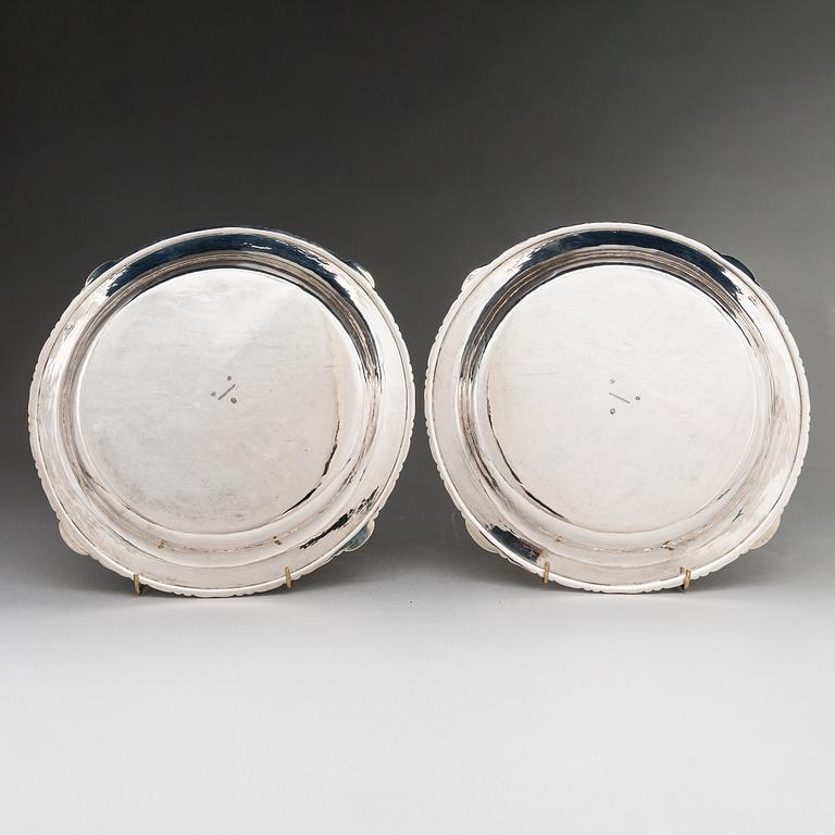 A pair of Danish silver tureens, maker's mark of Franz Hingelberg, Aarhus, Denmark 1917.