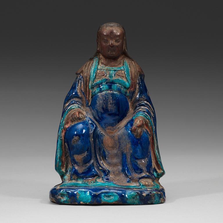 A Fahua seated figure of Zhenwu, Ming dynasty (1368-1644).