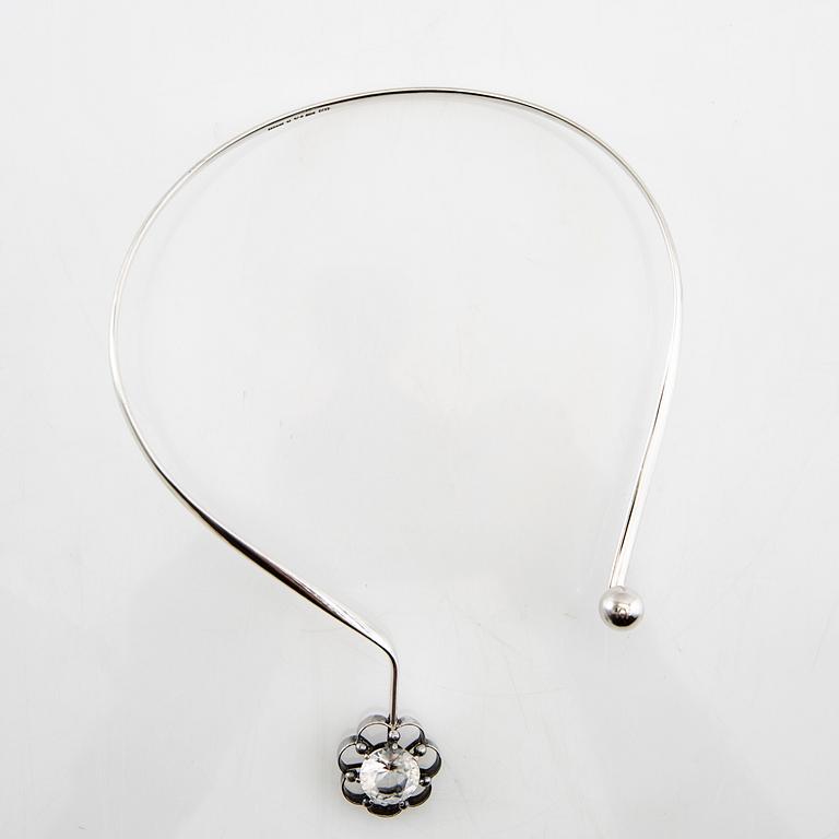 Necklace of silver with a faceted rock crystal, Alton Falköping 1976.