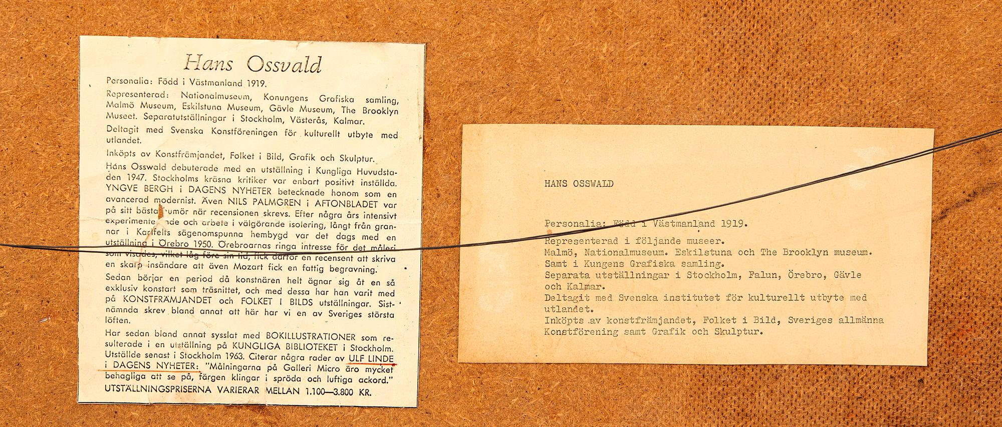 Hans Osswald, oil on canvas, signed.