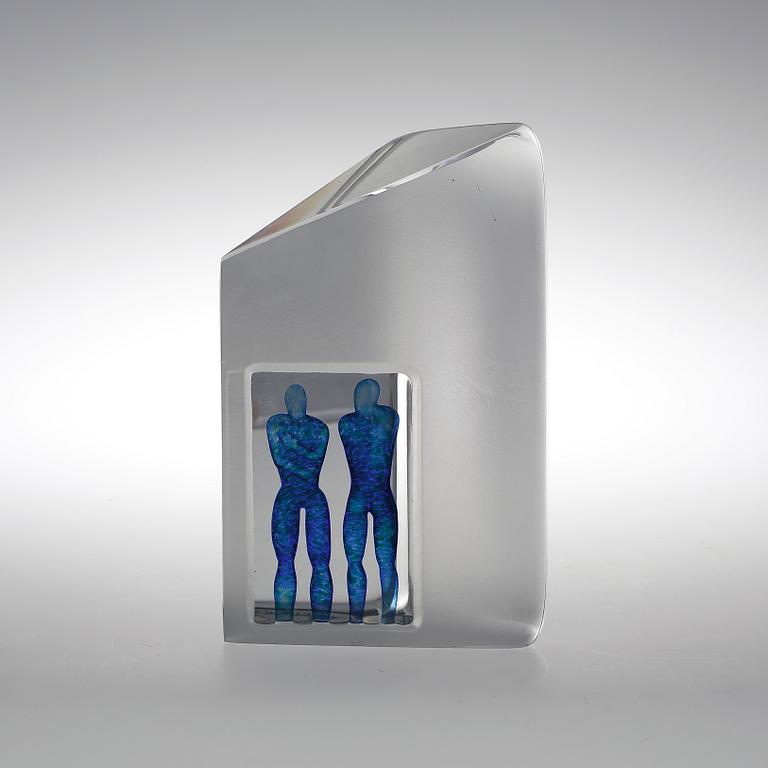 SKULPTUR GLAS, Bertil Vallien, Kosta boda, signerad.