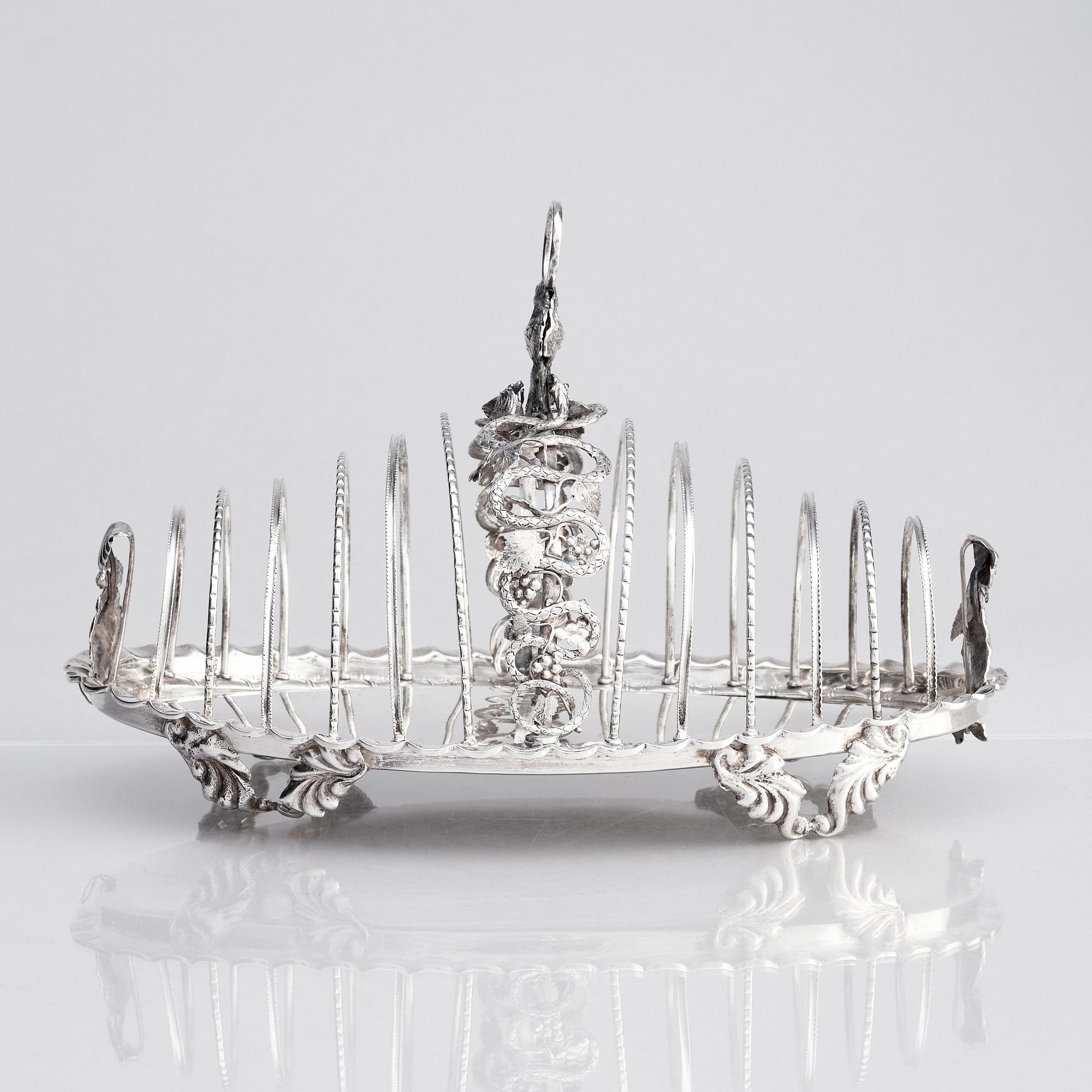 Alexander Munthe, toastrack, silver, Helsingborg 1847.