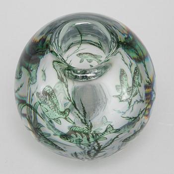 A glass vase, so called "fish graal" by Edward Hald for Orrefors, 1945.