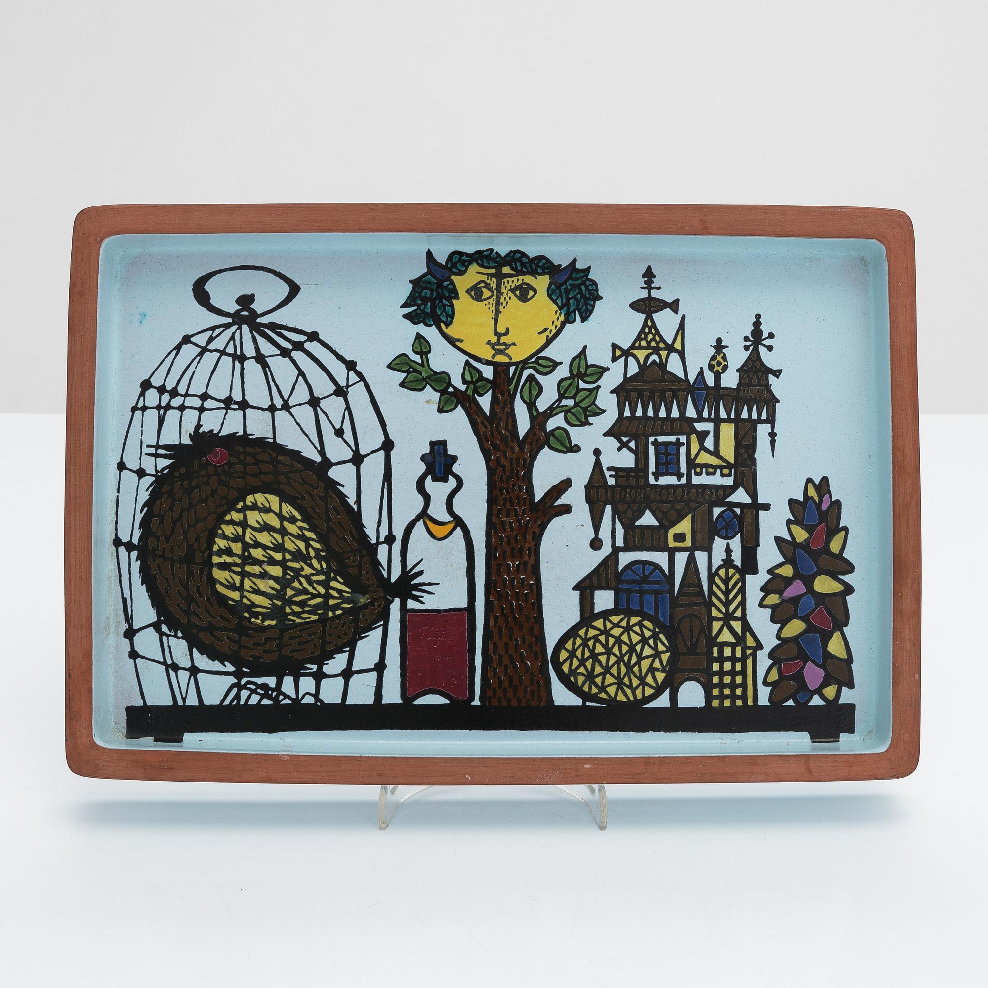A faience dish 'Karneval' by Stig Lindberg, Gustavsberg, Sweden.