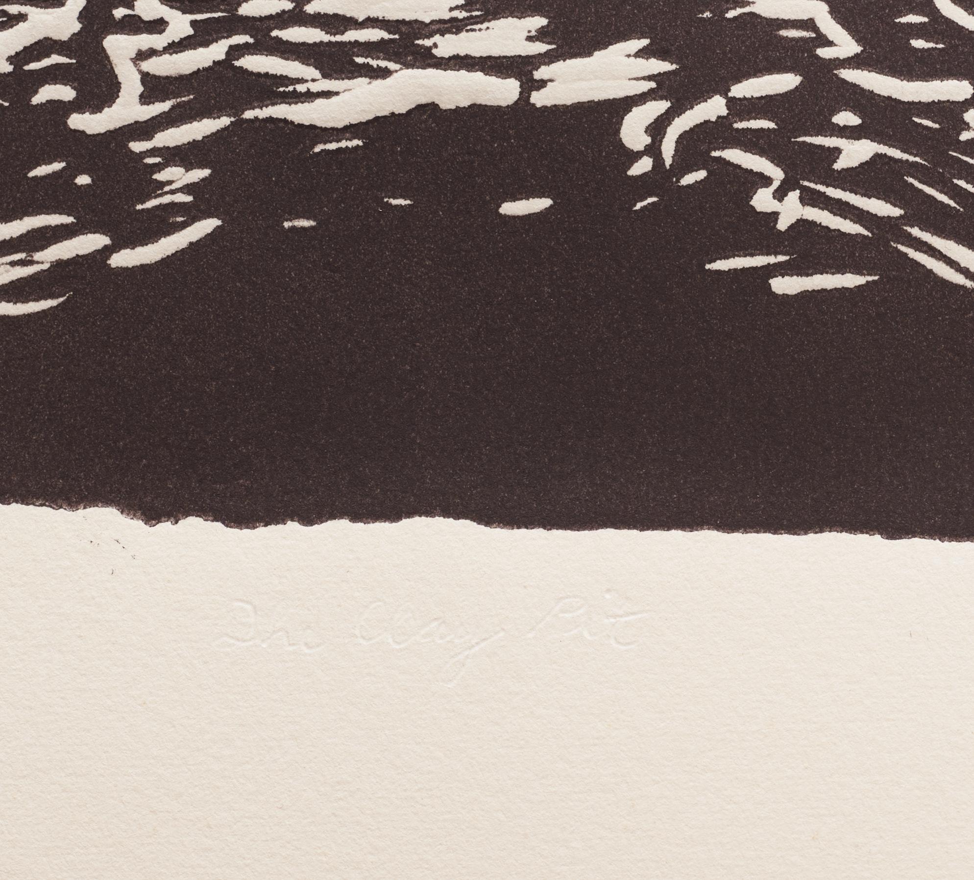 Barry Flanagan, linoleumsnitt. Signerad och numrerad 3/10. Daterad -75.