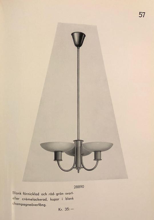 Erik Tidstrand, taklampa, modell "28890", Nordiska Kompaniet, 1930-40-tal.