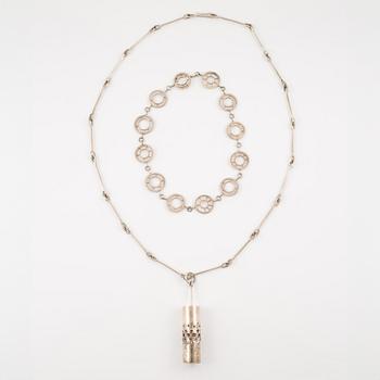 Lars Arby, two necklaces, sterling silver, Gothenburg 1965 and 1967.