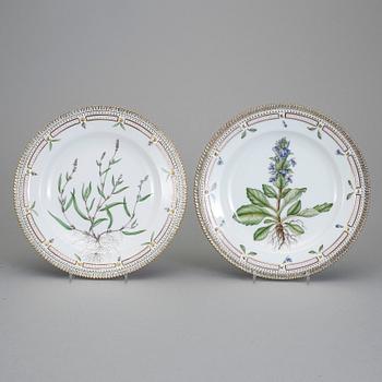 TALLRIKAR, 2 st, porslin. "Flora Danica", Royal Copenhagen.