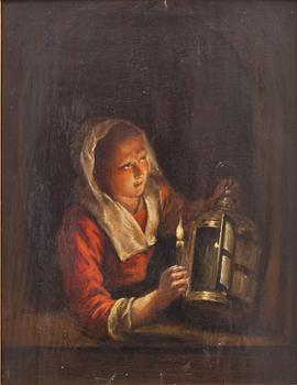 OKÄND KONSTNÄR, olja på pannå, bär monogramsignatur. Holland, 17/1800-tal.