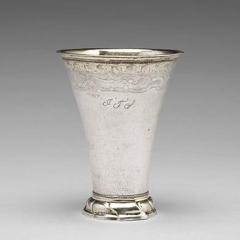 A Swedish 18th century parcel-gilt silver beaker, mark of Henrik Wittkopf, Stockholm 1761.