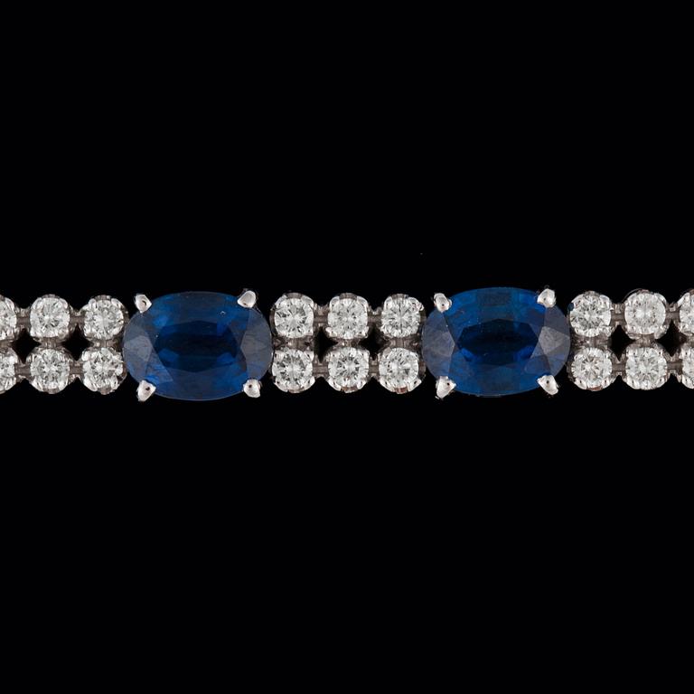 A sapphire and diamond bracelet. Total carat weight of diamonds 1.95 cts.