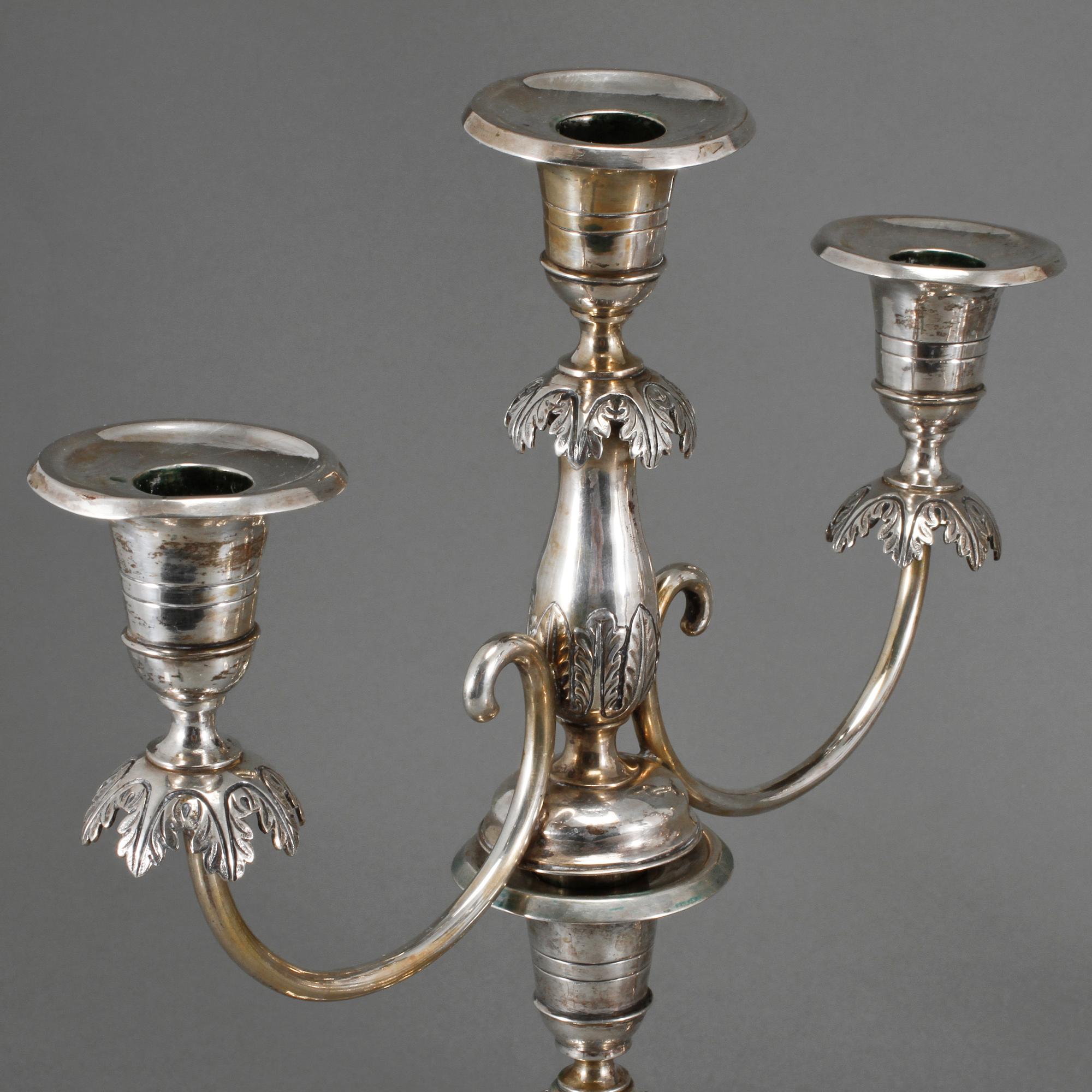 LJUSSTAKAR/KANDELABRAR, 2+2 st, silver, Karol Filip Malcz (1797 - 1867), Warszawa, 1800-tal, vikt ca 2010 g.