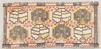 Märta Måås-Fjetterström, 'Grodblad blå', tapestry on linen foundation, c. 75 x 38 cm, signed AB MMF.
