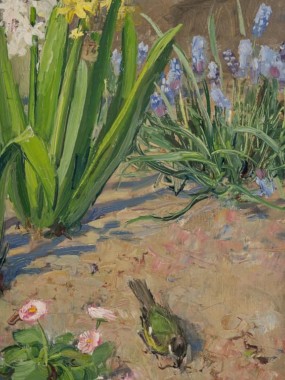 Olle Hjortzberg, Hyacinths and Greenfinch.