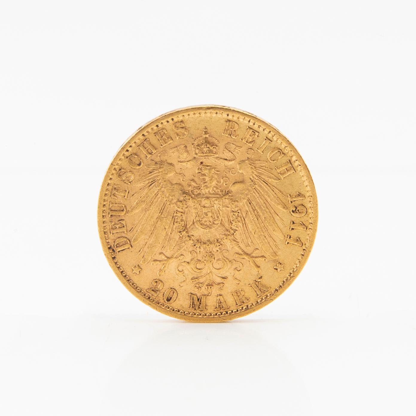 Gold coin 20 marks 1911 German Empire (Hesse) Grand Duke Ernst Ludwig.