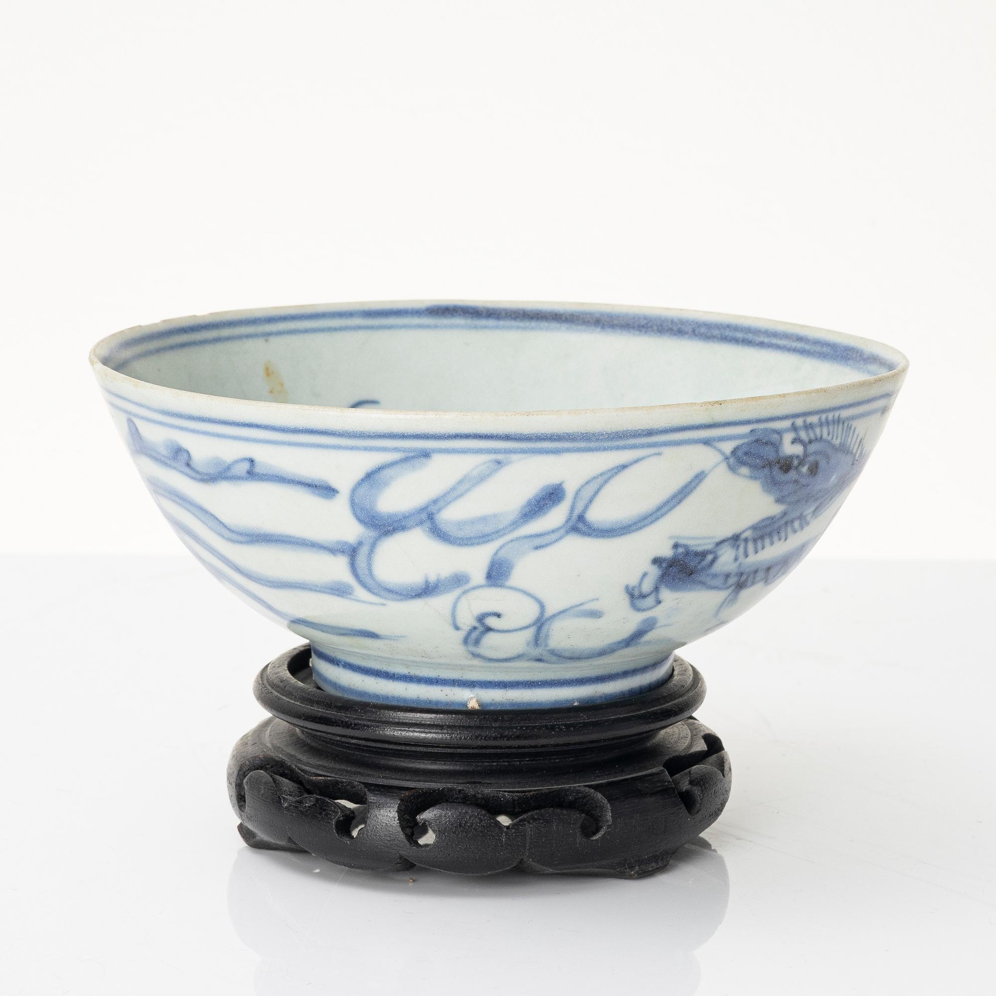 Skål, porslin, "Hatcher cargo", Transition, 1600-tal.