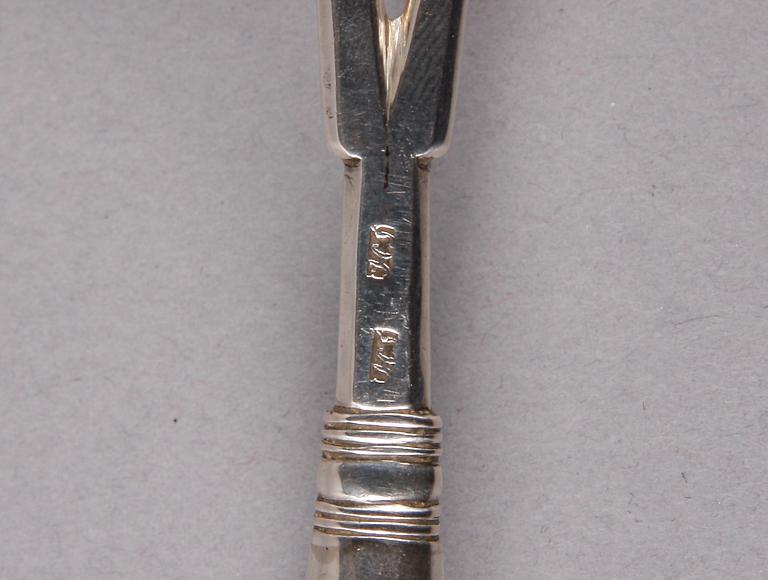 UPPLÄGGNINGSBESTICK, 7 st, silver. 1800/1900-tal.