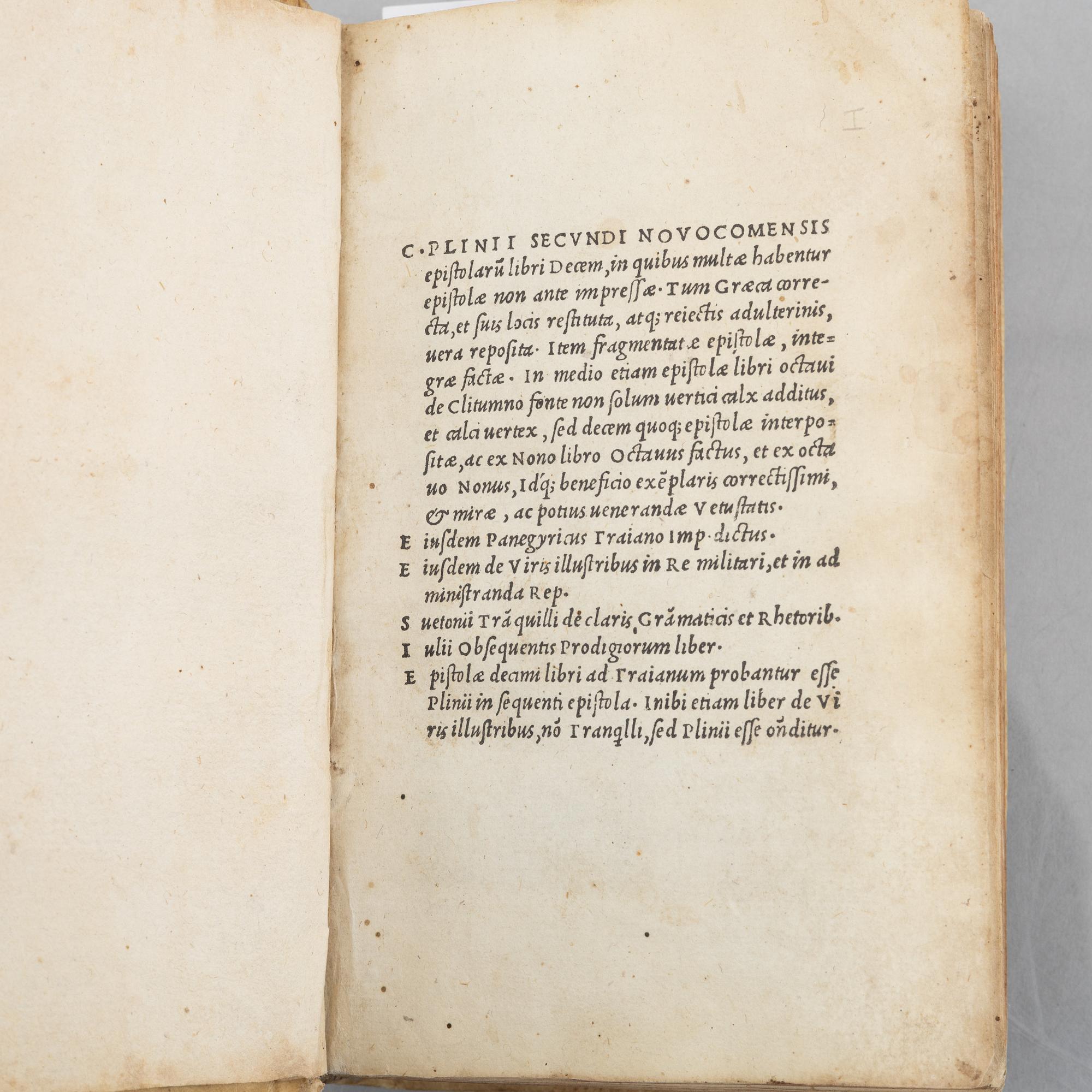 Editio princeps of all Pliny's ten books of letters, Aldus Manutius 1508.