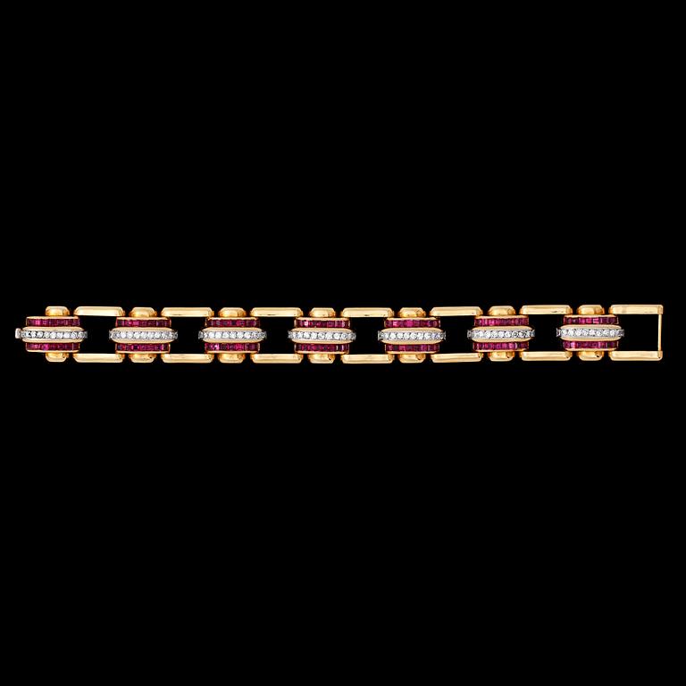 A ruby and diamond bracelet, Strömdahl, Stockholm 1948.