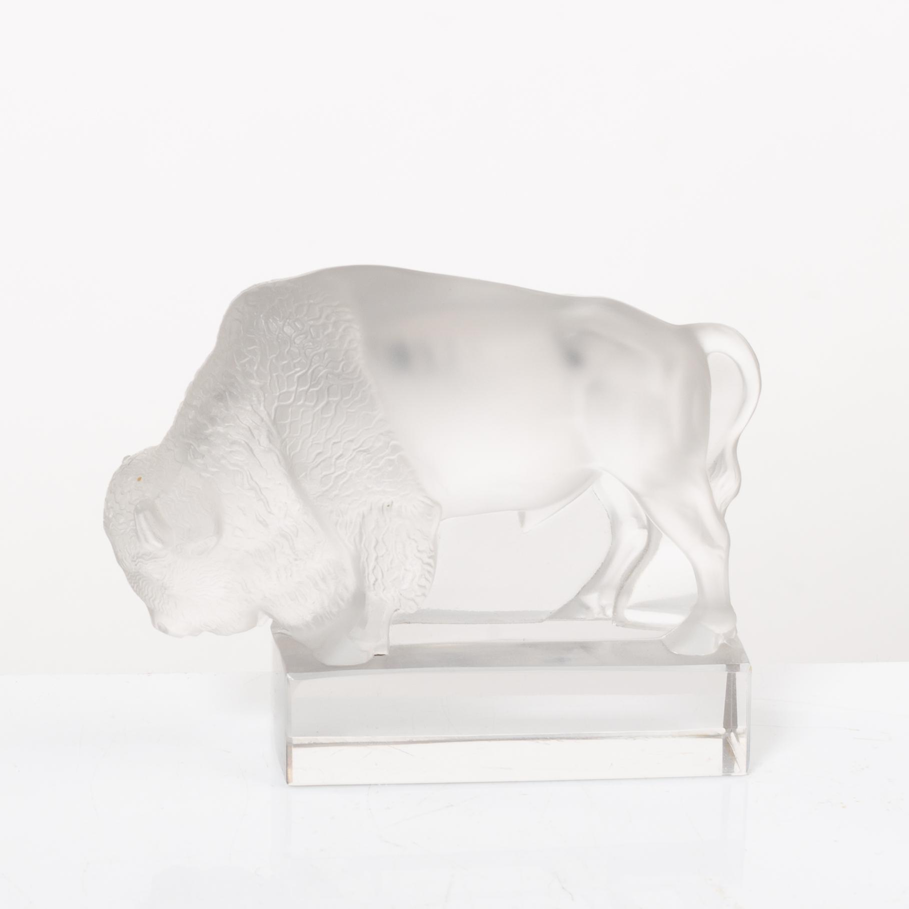 9 glass figurines, Lalique, France.